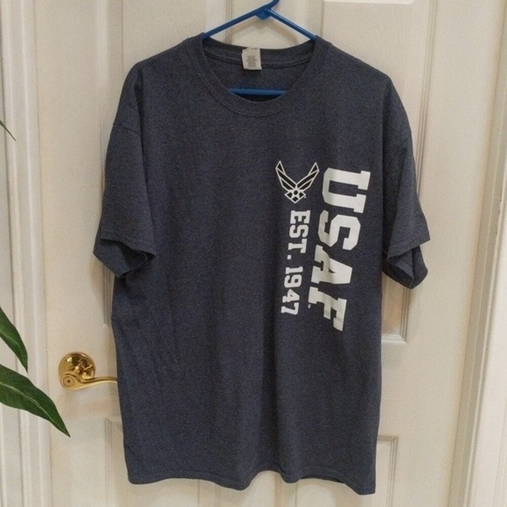 Gildan Men's Blue Short Sleeve Military Graphic Tee Size XL - USAF